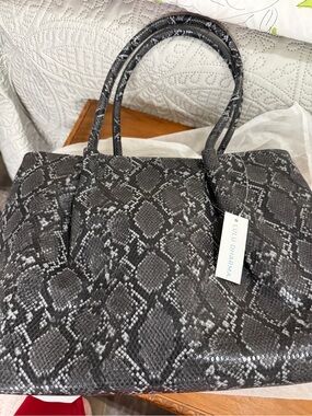 Gray Snake-Print Tote Bag-Lulu Dharma